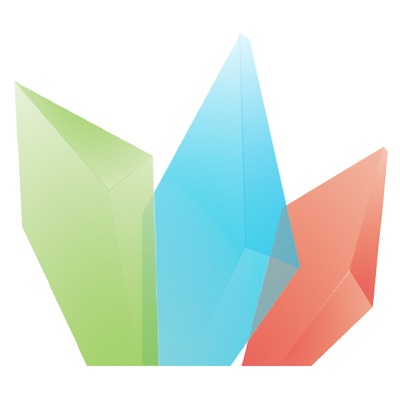 Den grønne, blå og røde diamant i Frivilligrådets logo
